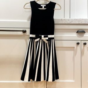Navy Blue and White Stripes fit and flare dress